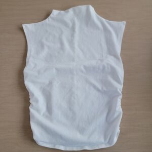 Quince White Sleeveless Mock Neck Top Small